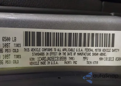 2014 Dodge Durango Sxt z USA, uszkodzony, nr VIN 1C4RDJAG5EC318599